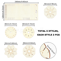 12Pcs 6 Styles Wood Braiding Disks&nbsp;AJEW-GA0009-99