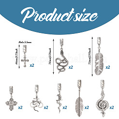 16Pcs 8 Styles Tibetan Style Alloy Cord Ends with Pendants&nbsp;FIND-TA0004-20