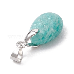 4Pcs 4 Styles Natural Labradorite & Amazonite & Rose Quartz & Amethyst Teardrop Charms&nbsp;PALLOY-JF03589