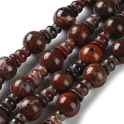 Natural Brecciated Jasper 3-Hole Guru Beads Strands&nbsp;G-K149-56