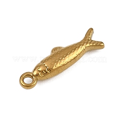 304ステンレススチールチャーム  魚のチャーム  ゴールドカラー  12x3x2mm  穴：1mm&nbsp;STAS-G363-11G