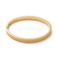 304ステンレススチール製ファンテクスチャヒンジ付きバングル（女性用）  18KGP本金メッキ  6mm  内径：2x2-3/8インチ（5.1x6cm）&nbsp;LS-BJEW-E099-04G-01