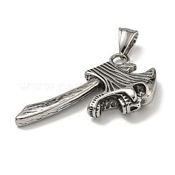 316サージカルステンレスペンダント  斧のチャーム  アンティークシルバー  44.5x24.5x7.5mm  穴：4.5x8mm&nbsp;STAS-Z073-68AS-04