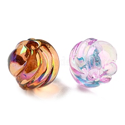 透明UVメッキ虹色アクリルビーズ  スパイラルラウンド  ミックスカラー  15.5x15mm  穴：3.3mm&nbsp;OACR-Q189-06