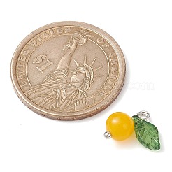 天然染め白翡翠フルーツチャーム  アクリル箔とプラチナメッキ真鍮ループ付き  ゴールド  13x12x6mm  穴：2mm&nbsp;PALLOY-JF02431-01