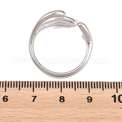 女性用ハート型304ステンレススチール製カフオープンリング  ステンレス鋼色  19mm&nbsp;RJEW-A106-01P