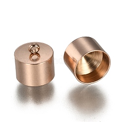イオンプレーティング（IP）304ステンレススチールコードエンド  コラム  ローズゴールド  10x10mm  穴：1.8mm  内径：9mm&nbsp;STAS-I157-10RG