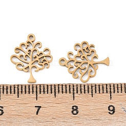 304ステンレススチールチャーム  木のチャーム  イオンプレーティング（ip）  18KGP本金メッキ  14x12x1mm  穴：1mm&nbsp;STAS-D390-31G