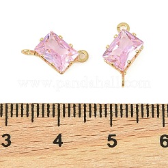Brass Pave Cubic Zirconia Rectangle Connector Charms&nbsp;KK-P347-05G