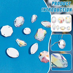 70Pcs 7 Styles Octagon Oval Triangle Sew on Rhinestone&nbsp;ACRT-PH0001-17A