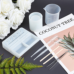 ペンホルダーとペンポットのシリコン型キット（DIY）  3mlの使い捨てプラスチックスポイトが含まれています  木製クラフトスティック＆計量カップ＆鉄ピンセット  ミックスカラー  14個/セット&nbsp;DIY-OC0002-80
