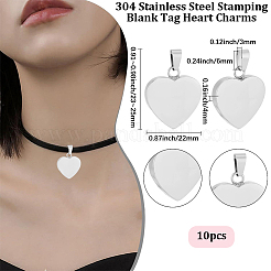 10Pcs Valentines Gift Idea for Him 304 Stainless Steel Stamping Blank Tag Pendants&nbsp;STAS-BBC0010-06B