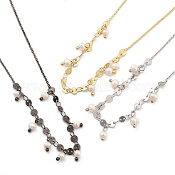 Brass Rolo & Flat Sequin Chains Necklaces for Women&nbsp;NJEW-D302-56