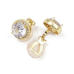 Brass Micro Pave Clear Cubic Zirconia Cuff Earrings&nbsp;EJEW-Z148-01G