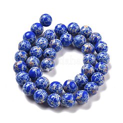 合成インペリアルジャスパービーズ連売り  染め  ラウンド  ブルー  10mm  穴：1.4mm  約38個/連  14.57''（37センチメートル）&nbsp;G-E568-01C-03