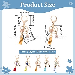 5Pcs 5 Styles Natural Gemstone Nuggets Bead Tassel Pendant Keychain&nbsp;KEYC-NB0001-51