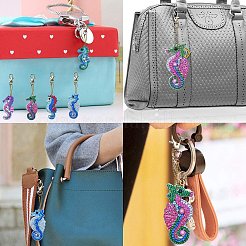 DIY 5D Sea Horse Diamond Painting Keychain Kit&nbsp;DIY-WH0161-59A