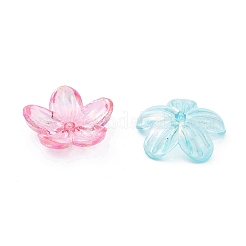 紫外線めっきアクリルビーズキャップ  5  - 花びらの花  ミックスカラー  12x12x3mm  穴：1.2mm&nbsp;PACR-B003-06