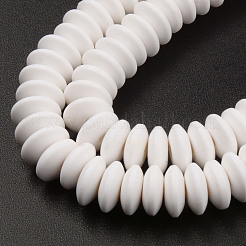 手作り樹脂粘土ビーズ連売り  フラットラウンド  乳白色  8.5~9x3.5mm  穴：1.6mm  約112個/連  15.75インチ〜16.14インチ（40~41cm）&nbsp;X-CLAY-N008-064-A03