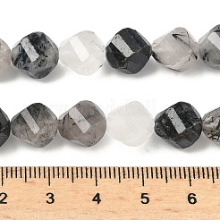 Natural Tourmalinated Quartz/Black Rutilated Quartz Beads Strands&nbsp;G-C267-B02