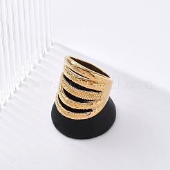 304ステンレススチール製多層指輪 男女兼用  イオンプレーティング（ip）  ゴールドカラー  27.5mm  内径：17mm&nbsp;RJEW-Z076-08G-04