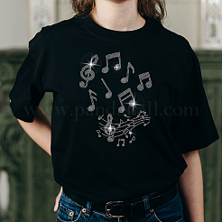 ガラスホットフィックスラインストーン  アップリケの鉄  マスクと衣装のアクセサリー  洋服用  バッグ  パンツ  音符  297x210mm&nbsp;DIY-WH0303-298