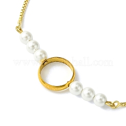 Round Shell Pearl & Brass Ring Box Chain Slider Bracelets for Women&nbsp;BJEW-JB10746