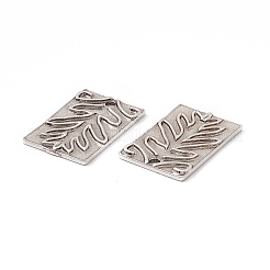 ラックメッキチベット風合金ペンダント  葉の長方形  アンティークシルバー  28.5x18.5x2mm  穴：2.5mm&nbsp;PALLOY-D013-05AS