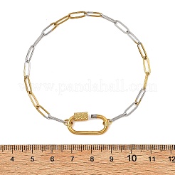 3.5MMM Duo Tone 304 Stainless Steel Paperclip Chain Bracelets with Screw Clasps&nbsp;BJEW-JB14354