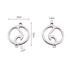 304ステンレススチールリンクコネクター  手動研磨  フラットラウンド  ステンレス鋼色  20x16x1.5mm  穴：1.4mm&nbsp;STAS-CJ0001-04P