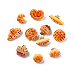 12個12スタイルのかわいい食べ物をテーマにした樹脂ピン  バックパック用合金ラペルピンバック  混合図形  ミックスカラー  15~34.5x10~35mm  1個/スタイル&nbsp;JEWB-CJ0003-12