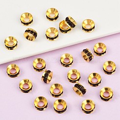 真鍮製ラインストーンスペーサービーズ  カドミウムフリー＆鉛フリー  グレードA  ロンデル  ゴールデンの金属色  アメジスト  9x4mm  穴：4mm&nbsp;RB-A020-9mm-11G