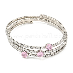 Rack Plating Brass Pave Clear Cubic Zirconia Open Cuff Wrap Bangles&nbsp;BJEW-B110-01P-03