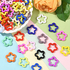 100個の不透明なアクリルパーツ  染め  スター  ミックスカラー  29.5x30x5mm  穴：1.8mm&nbsp;MACR-SP0001-92