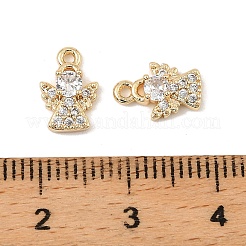 真鍮製マイクロパヴェキュービックジルコニアチャーム  天使  18KGP本金メッキ  透明  10x7x3.5mm  穴：1mm&nbsp;KK-C155-03G-01