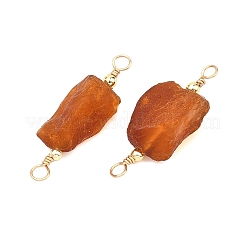 Raw Rough Natural Amber Nuggets Links Connector Charms with Copper Wire Loops&nbsp;PALLOY-JF05336