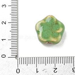 ヴィンテージの手作り磁器ビーズ  ファンシーアンティーク施釉磁器  オリーブドラブ  花  16x16.5x7mm  穴：2.5mm&nbsp;PR-CBA83CE-01E