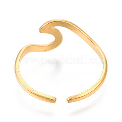 Ion Plating(IP) 304 Stainless Steel Sea Wave Cuff Rings&nbsp;RJEW-N038-115LG