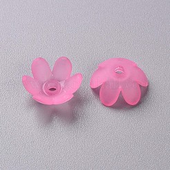 つや消しアクリルビーズキャップ  6花びら  花  ショッキングピンク  14x6mm  穴：2mm  約1660個/500g&nbsp;MACR-S371-07A-704