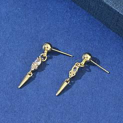 Brass Micro Pave Cubic Zirconia Dangle Stud Earrings for Women&nbsp;EJEW-A167-29B-G