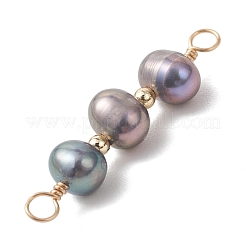 Natural Cultured Freshwater Pearl Potato Beaded Connector Charms&nbsp;PALLOY-JF04929