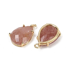 Natural Strawberry Quartz Faceted Pendants&nbsp;G-K347-05G-01