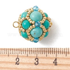 Synthetic Turquoise and Glass Seed Beaded Cluster Pendants&nbsp;PALLOY-MZ01334-01