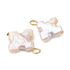 Natural Baroque Keshi Pearl Cross Pendants&nbsp;PALLOY-JF04209-01