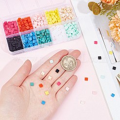 800 個 10 色不透明アクリルスライドチャーム  正方形  ミックスカラー  5.2x5.2x2mm  穴：0.8mm  80個/カラー&nbsp;OACR-SC0001-36A