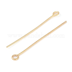 真鍮製アイピン  ジュエリー作りのための  18KGP本金メッキ  34~35x0.7mm  穴：2mm&nbsp;KK-N254-48D-G