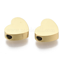 304ステンレススチールビーズ  ハート  ゴールドカラー  7x8x3mm  穴：2mm&nbsp;STAS-S079-140B-1