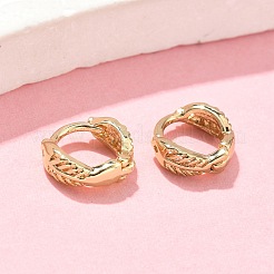 フィッシュボーン真鍮フープピアス  ラックめっき  鉛フリー＆カドミウムフリー  長持ちメッキ  18KGP本金メッキ  9.5x3.5mm&nbsp;EJEW-Z102-32G