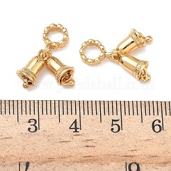 Brass Double Christmas Bell European Dangle Charms&nbsp;KK-H526-09G