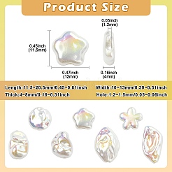 35個 7スタイル電気メッキ不透明樹脂模造バロックパールビーズ  混合図形  11.5~20.5x10~13x4~8mm  穴：1.2~1.5mm  5個/スタイル&nbsp;RESI-CJ0005-09